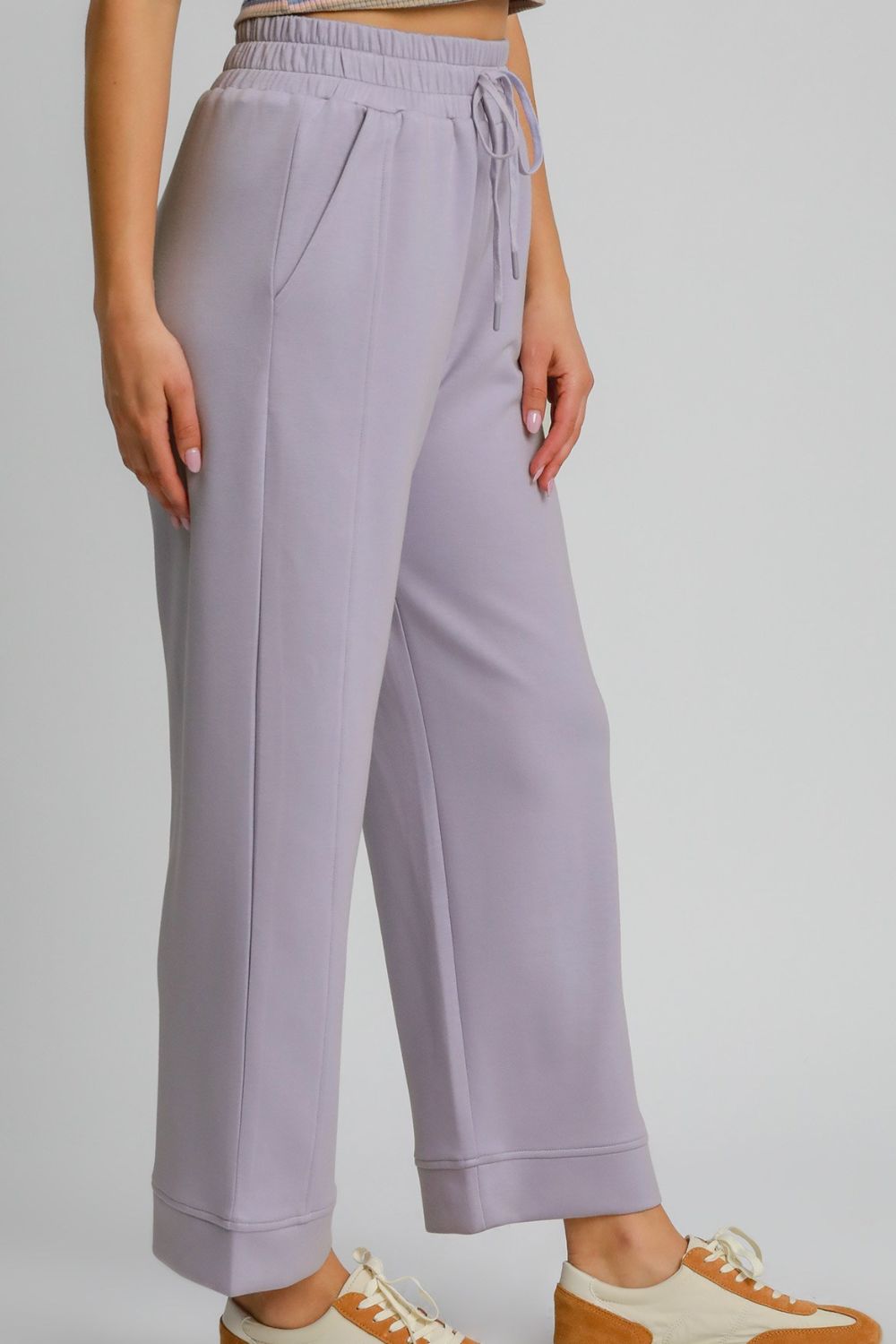 Umgee Drawstring Elastic Waist Wide Leg Pants - AMIN Clothing 