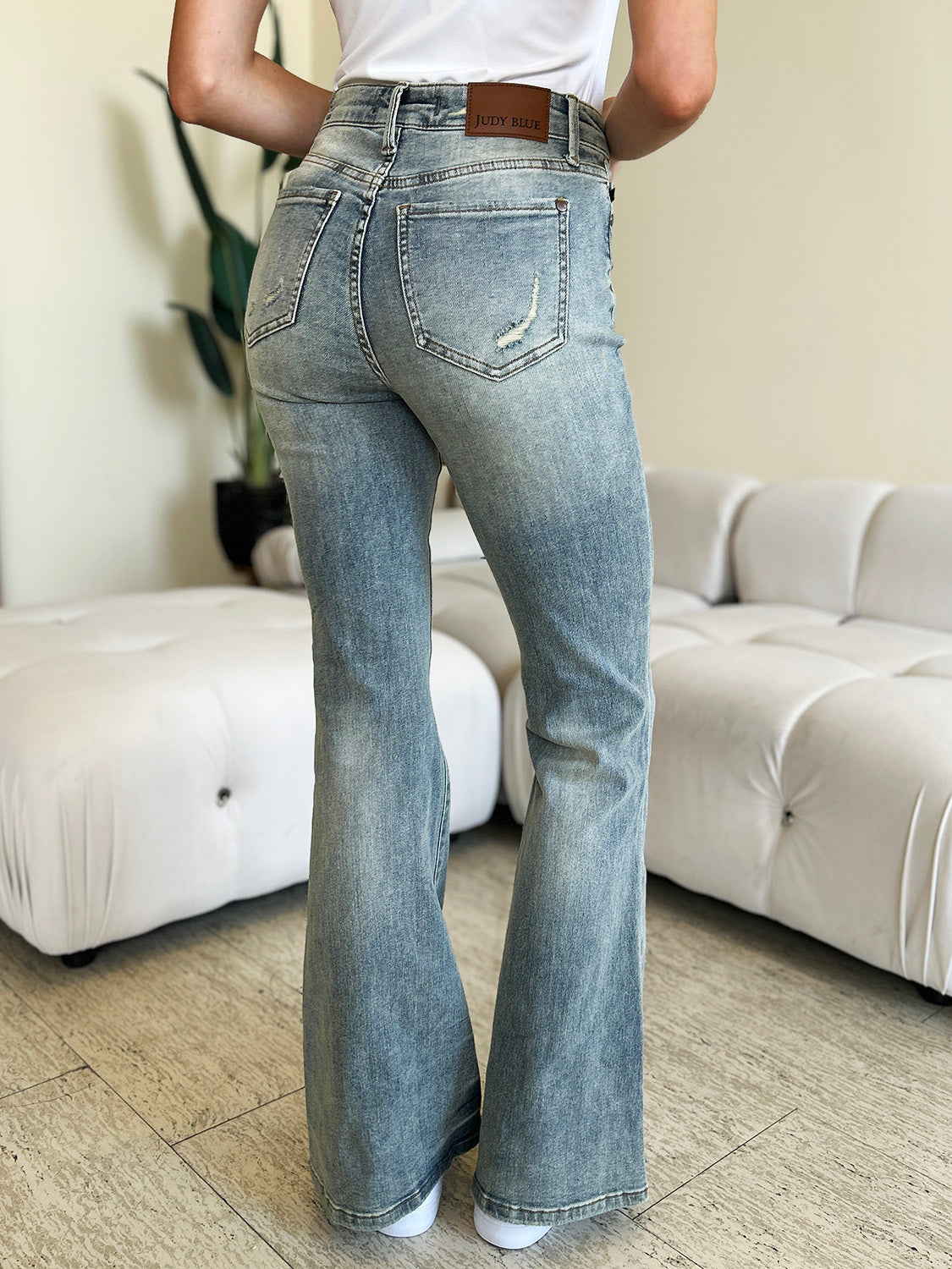 Judy Blue Full Size Mid Rise Flare Jeans - AMIN Clothing 