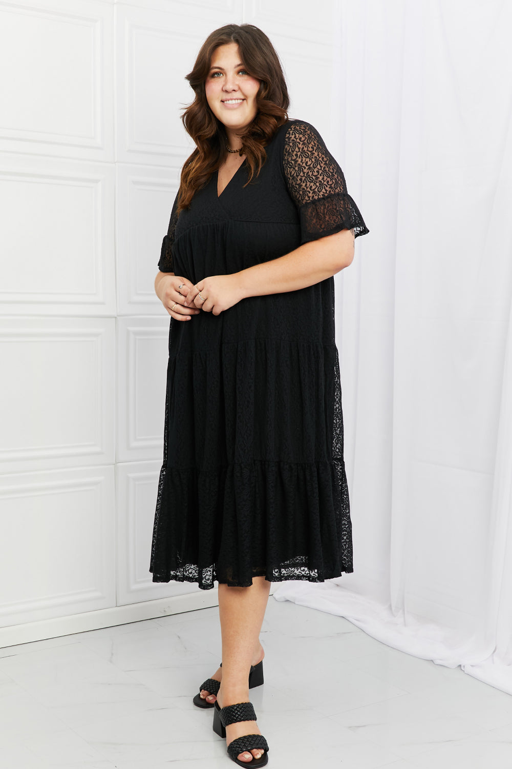 P & Rose Lovely Lace Full Size Tiered Dress - AMIN Clothing 