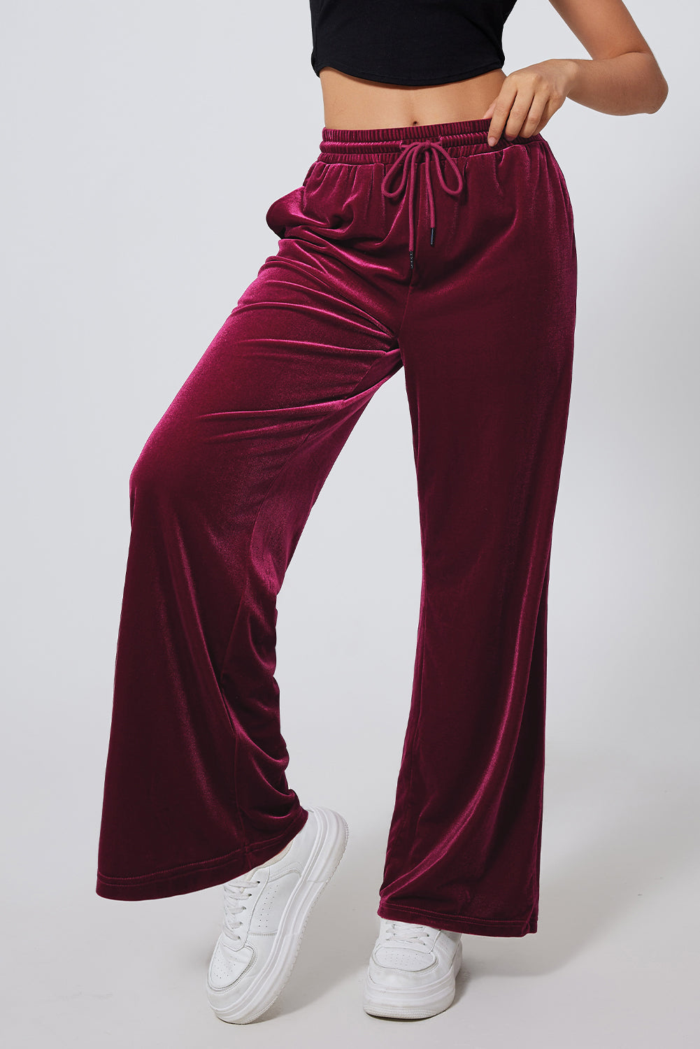 Drawstring Wide Leg Active Pants - AMIN Clothing 