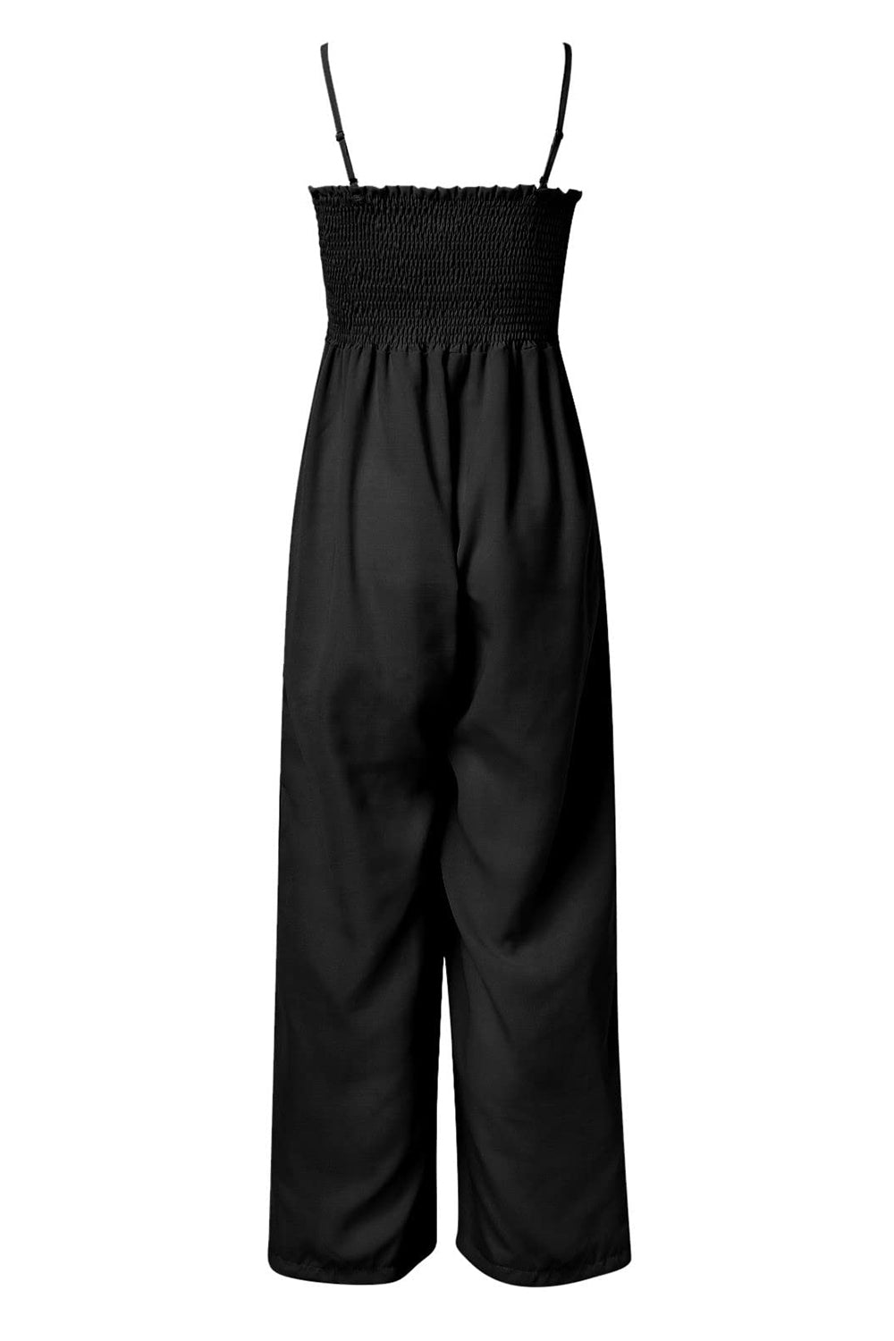 Smocked Spaghetti Strap Wide Leg Jumpsuit - AMIN Clothing 