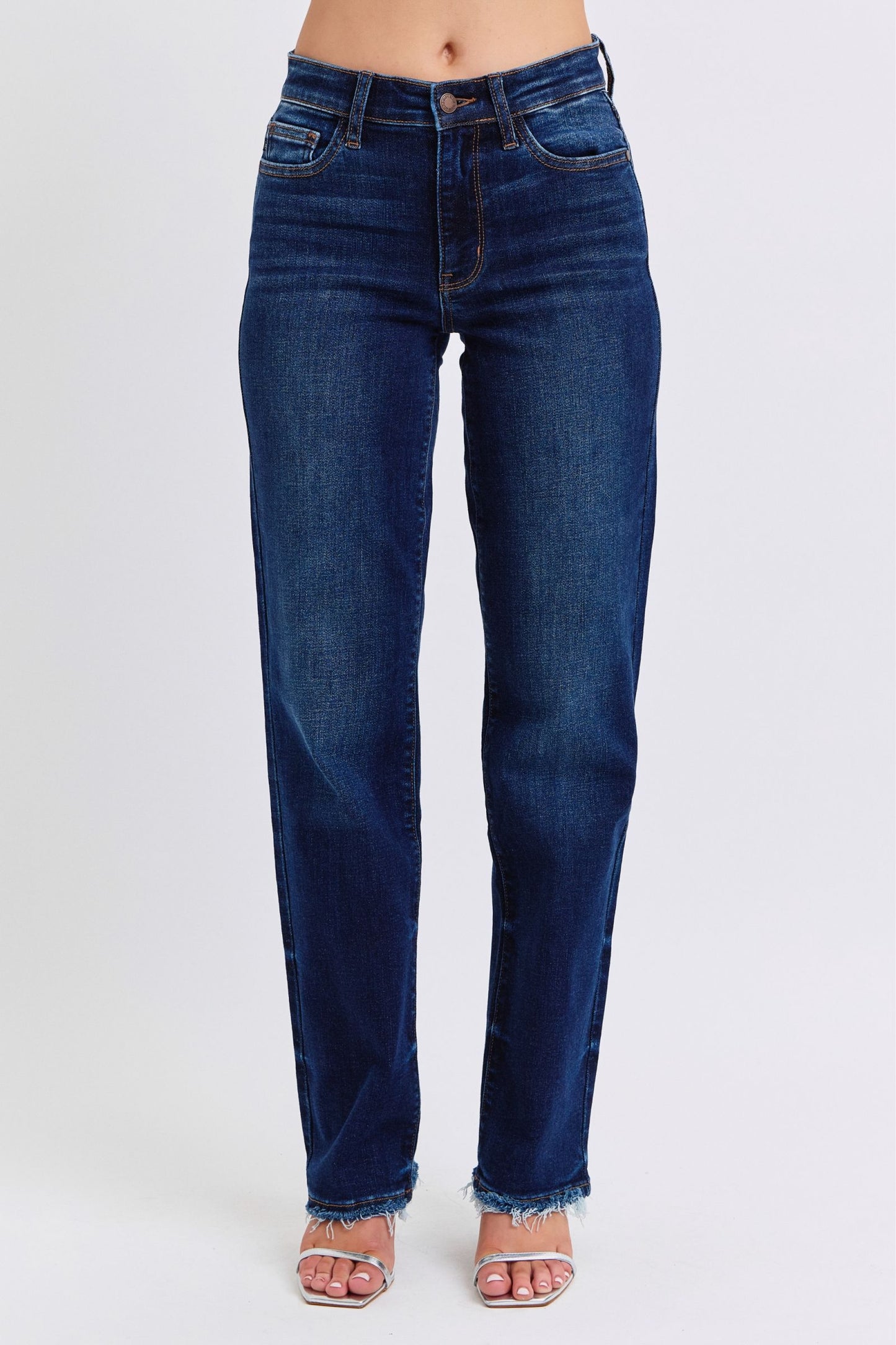 Judy Blue Full Size Raw Hem Straight Leg Jeans - AMIN Clothing 