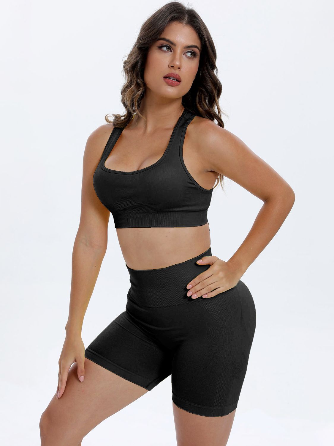 Scoop Neck Wide Strap Top and Shorts Active Set - AMIN Clothing 