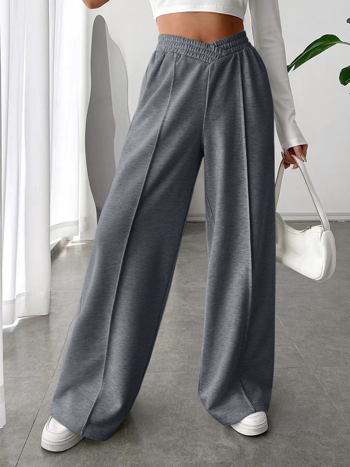 Elastic Waist Wide Leg Pants - AMIN Clothing 