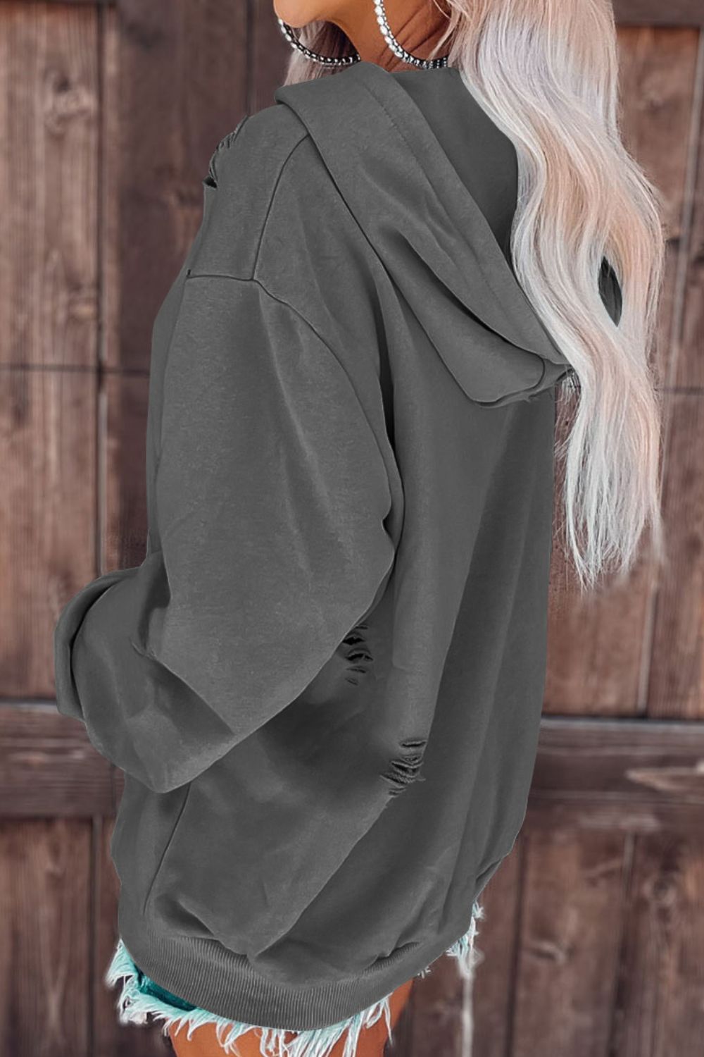 Cutout Dropped Shoulder Hoodie - AMIN Clothing 