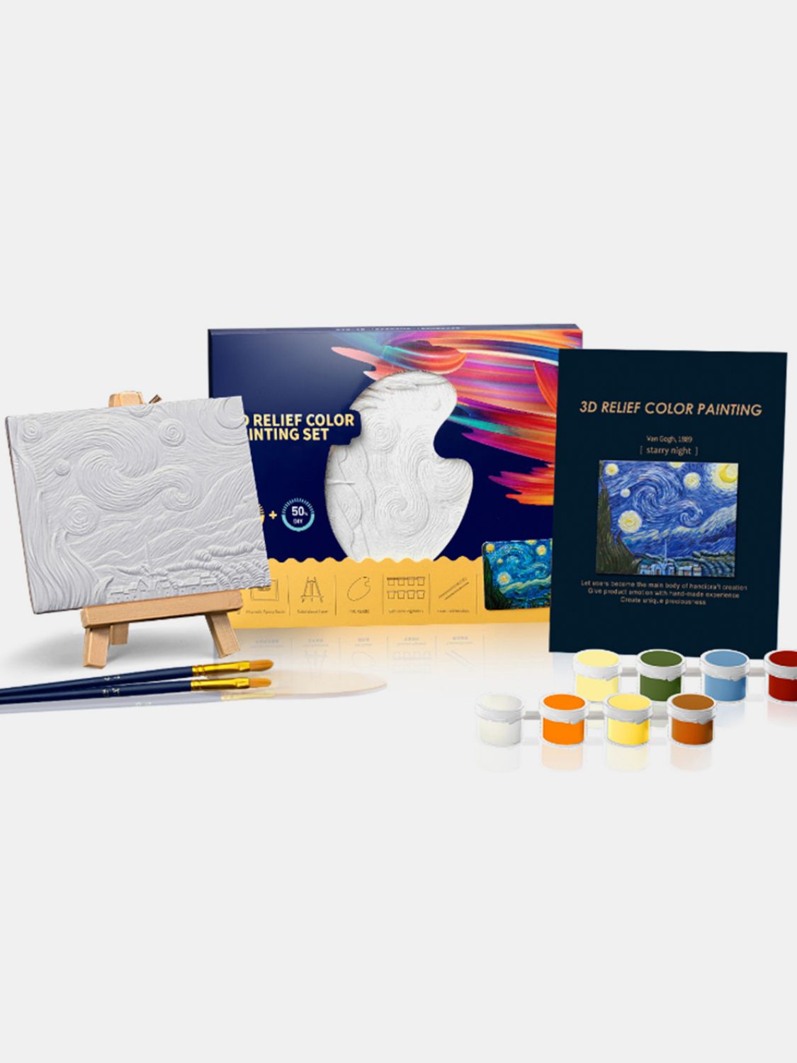 Relief Van Gogh's Starry Night DIY 3D Oil Painting Kit - AMIN Clothing 