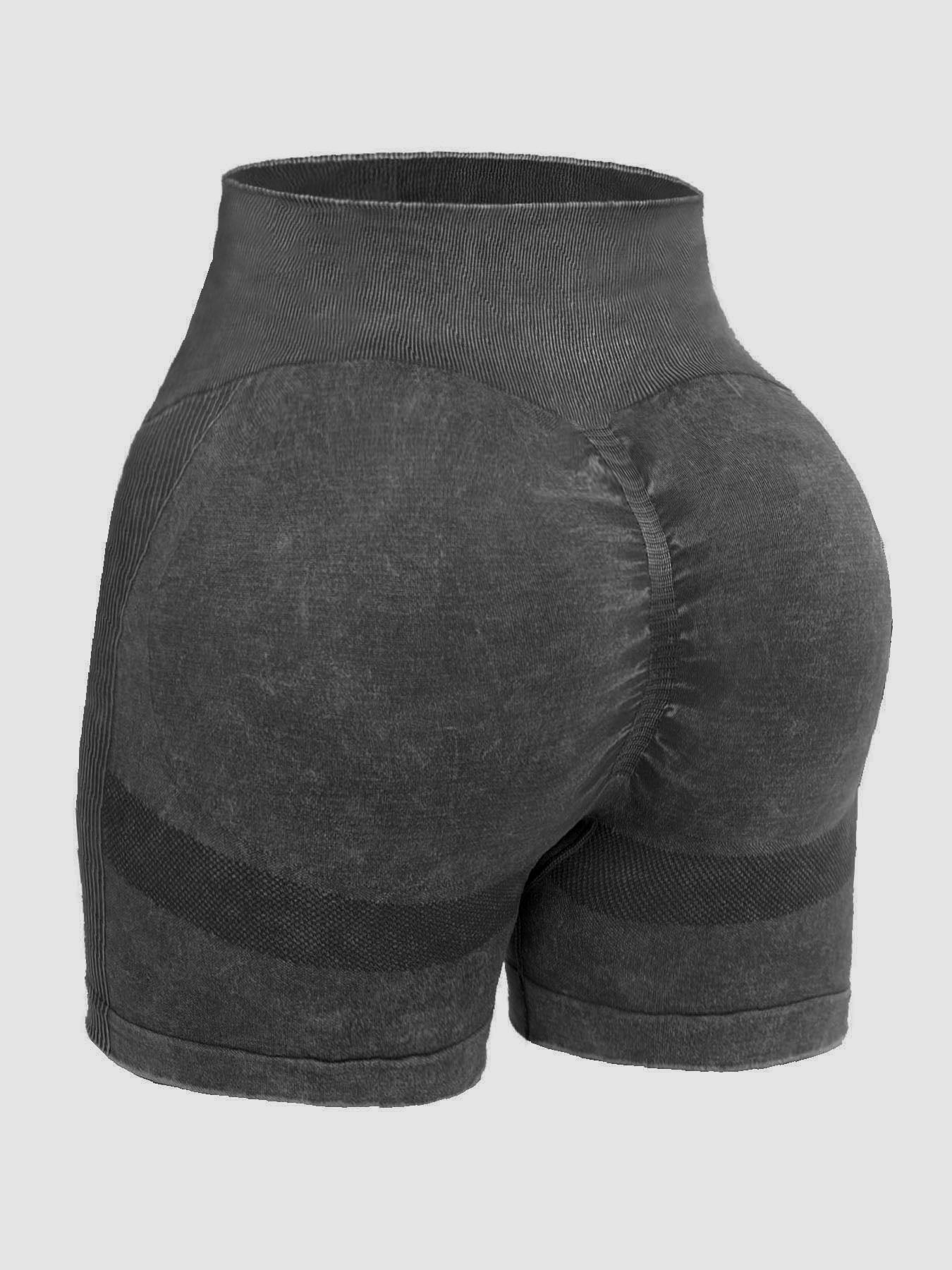 Washed High Waist Active Shorts - AMIN Clothing 