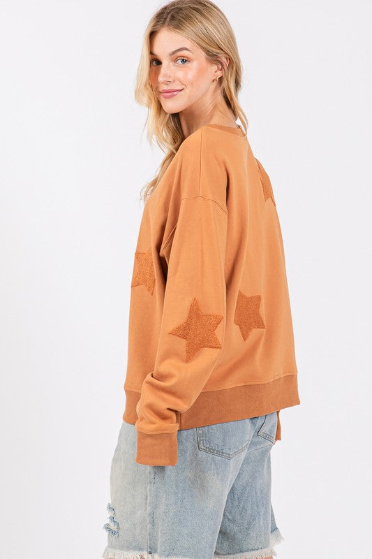 SAGE + FIG Star Patch Long Sleeve Sweatshirt - AMIN Clothing 