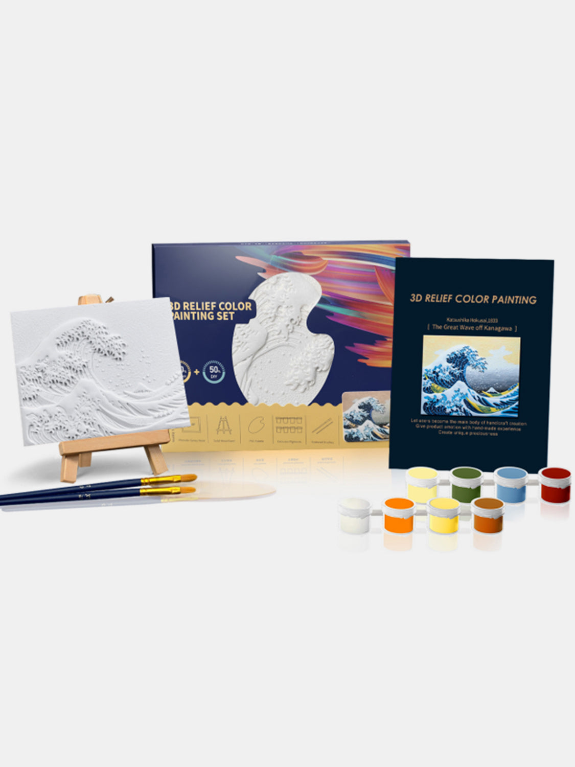 Relief The Great Wave off Kanagawa DIY 3D Oil Painting Kit - AMIN Clothing 