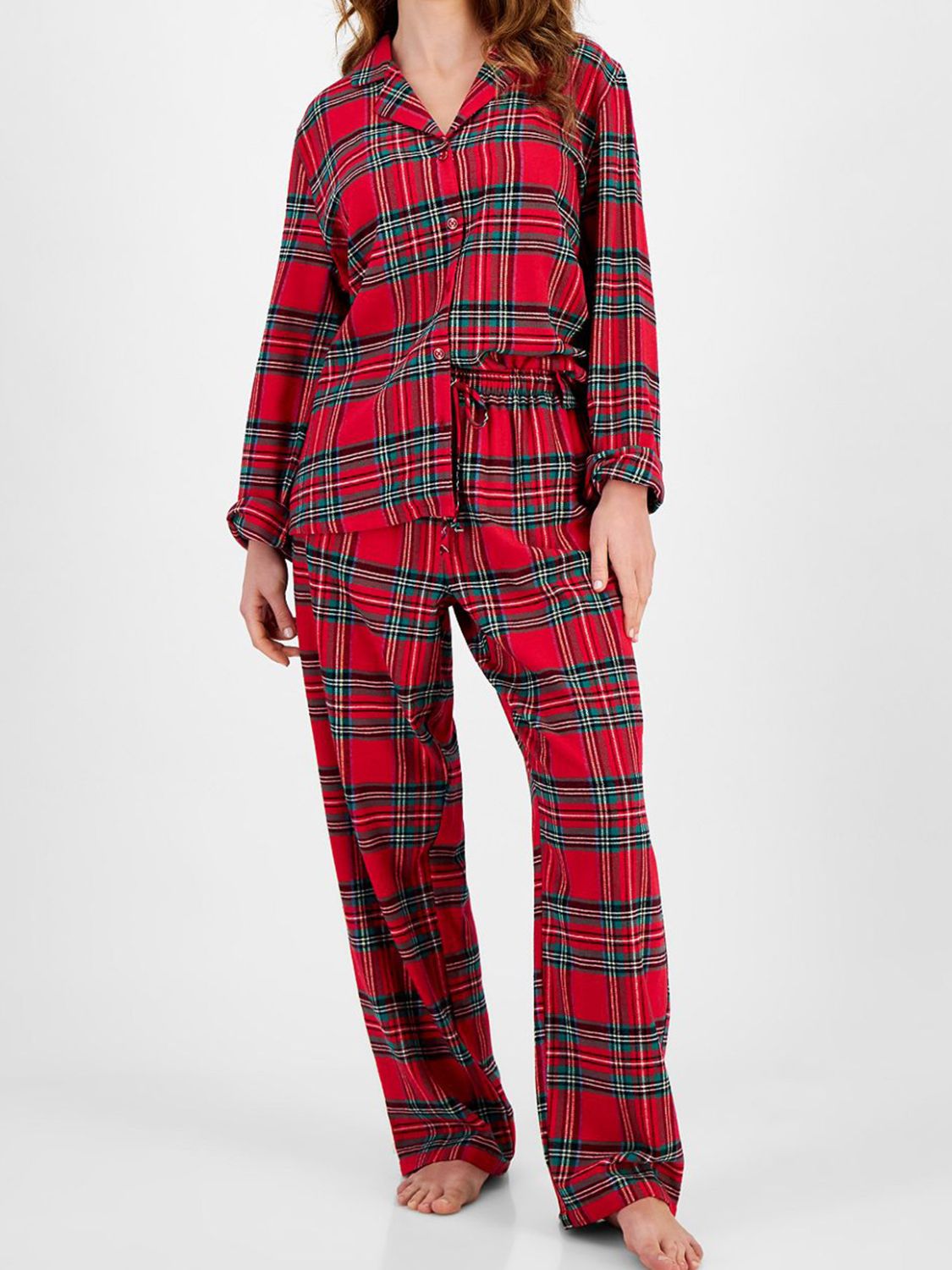 Plaid Collared Neck Button Up Top and Pants Lounge Set - AMIN Clothing 