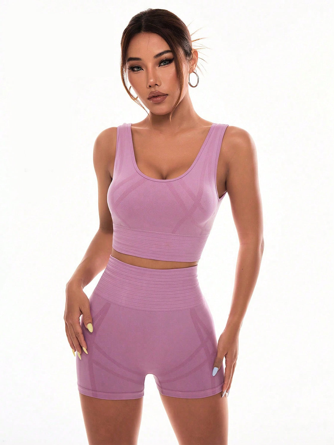 Scoop Neck Wide Strap Top and Shorts Active Set - AMIN Clothing 