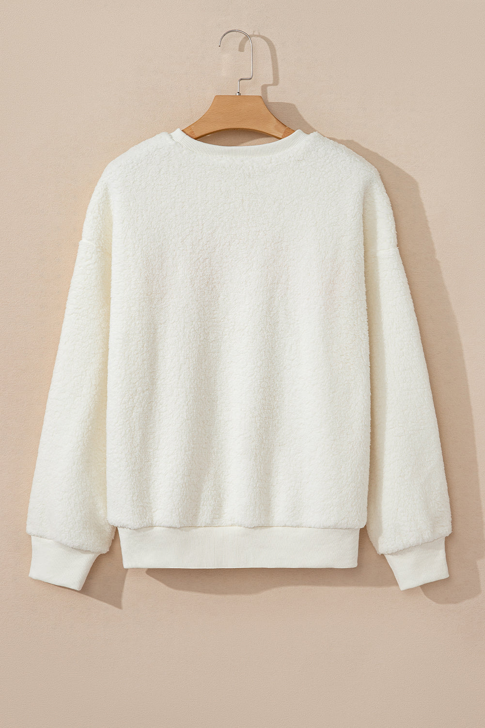 HOWDY Patched Round Neck Sherpa Sweatshirt - AMIN Clothing 