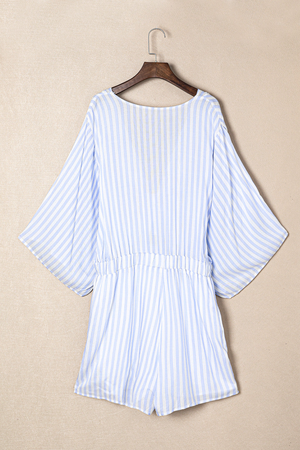 Bow Striped Kimono Sleeve Romper - AMIN Clothing 