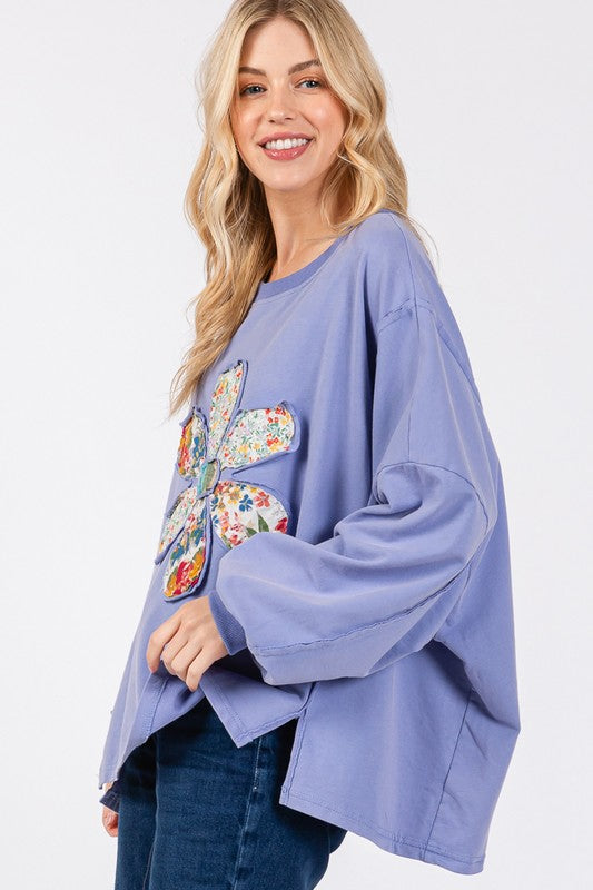 SAGE + FIG Flower Patch Dropped Shoulder Oversize Top - AMIN Clothing 