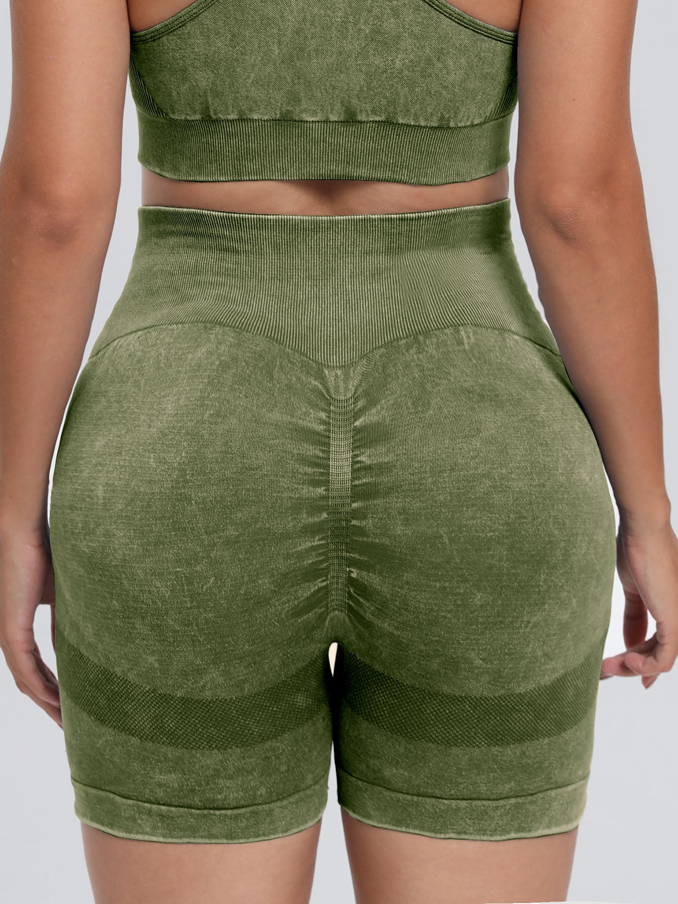 Washed High Waist Active Shorts - AMIN Clothing 