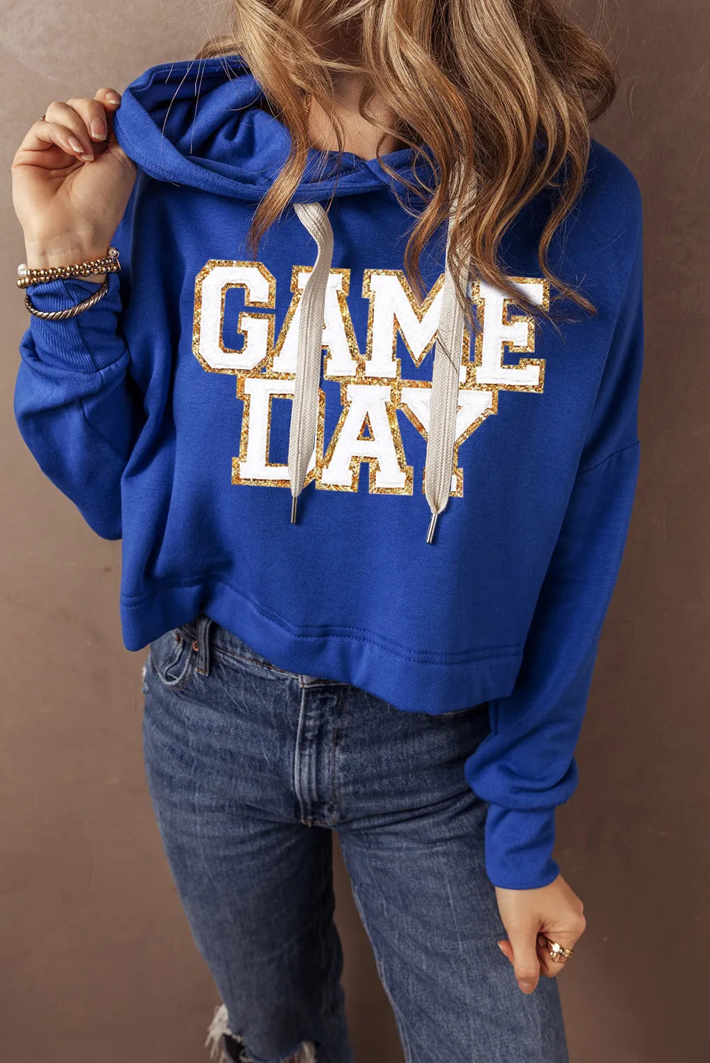 GAME DAY Drawstring Long Sleeve Hoodie - AMIN Clothing 