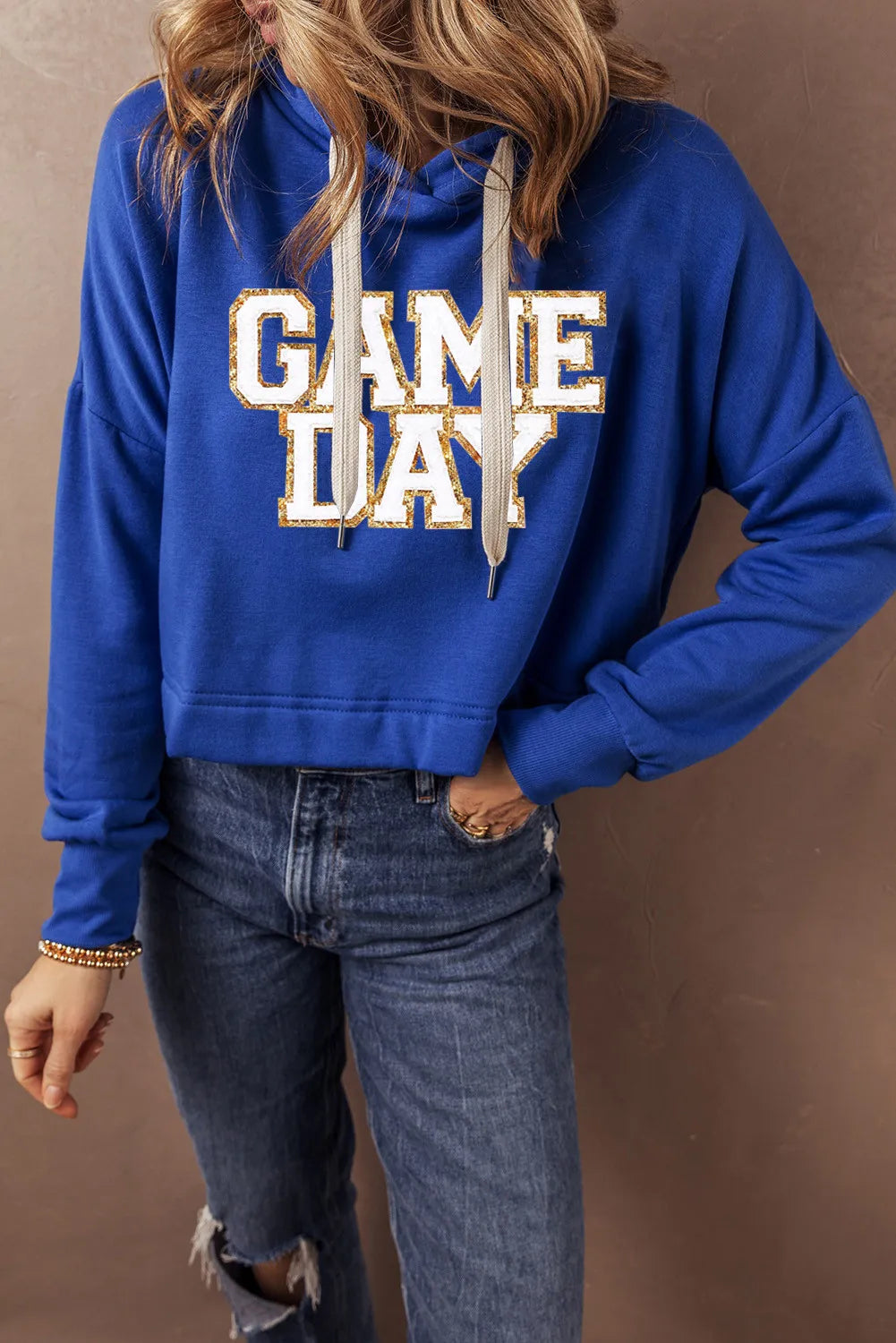 GAME DAY Drawstring Long Sleeve Hoodie - AMIN Clothing 