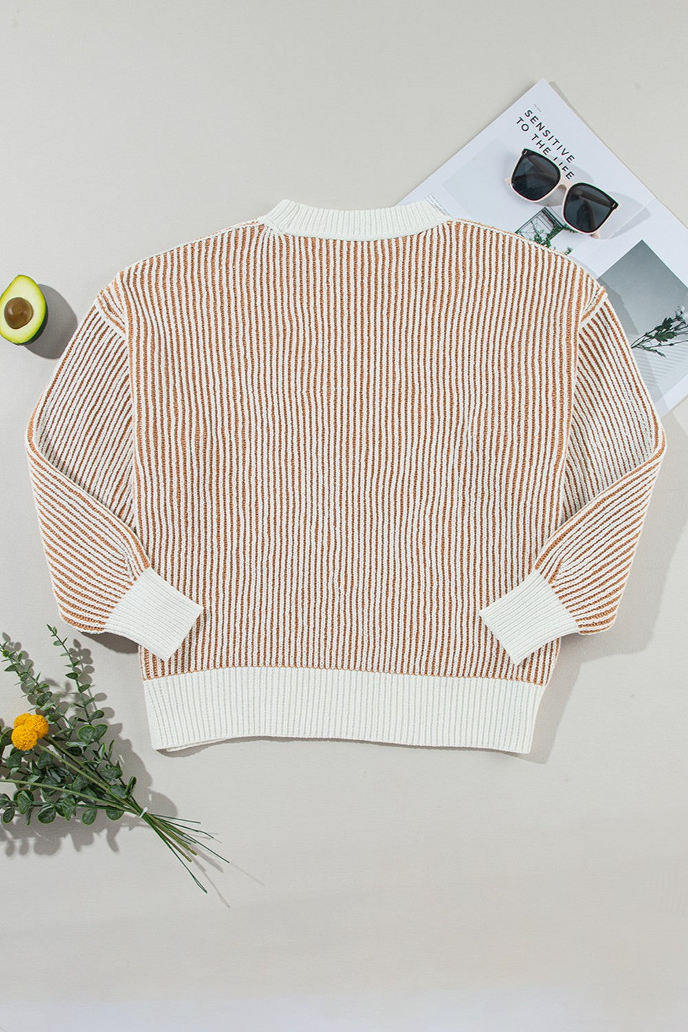 Round Neck Dropped Shoulder Sweater - AMIN Clothing 