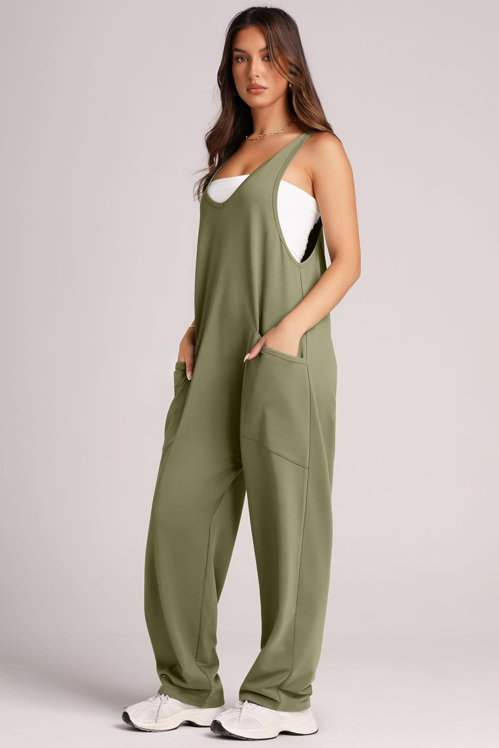 Lovelet Wide Strap Jumpsuit with Pockets - AMIN Clothing 