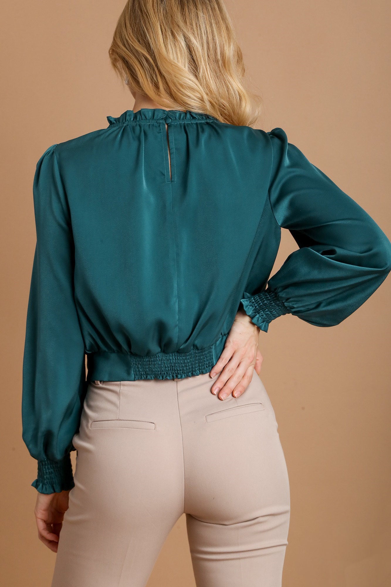 Umgee Frill Tied Hem Long Sleeve Blouse - AMIN Clothing 