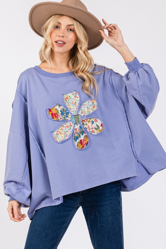 SAGE + FIG Flower Patch Dropped Shoulder Oversize Top - AMIN Clothing 